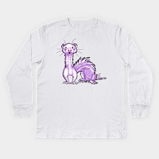 Ferret - White Fur Kids Long Sleeve T-Shirt